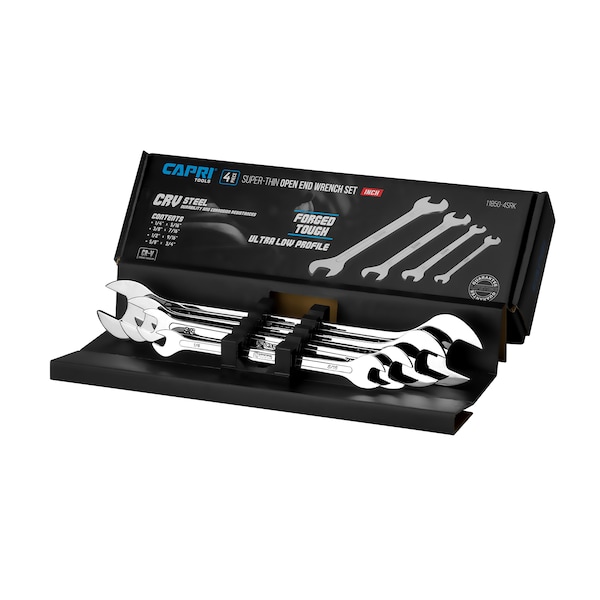 Super-Thin Open End Wrench Set, SAE, 4 pcs (1/4 to 3/4 in)